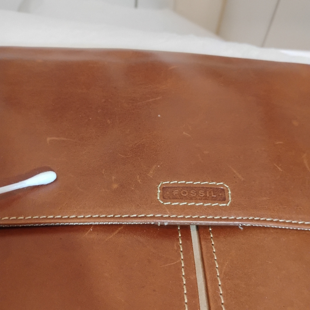 Fossil Courier Case Brown Portfolio Pouch Clutch Briefcase Storage Leather Displ - Picture 15 of 16